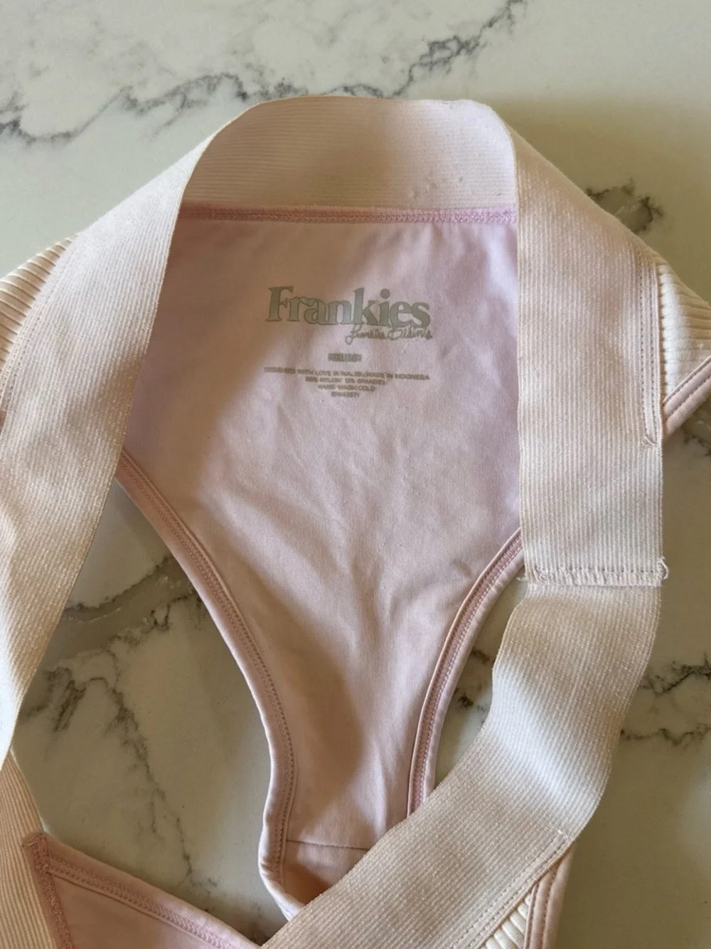 Frankie’s bikinis light Pink ribbed bikini bottoms size M